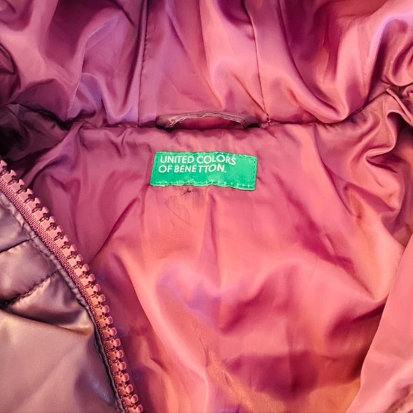 United Colors of Benetton Plum Puffer 3/4 length Jacket Size Small (6-7) - Picture 5 of 5